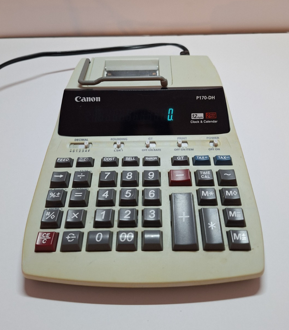 Canon P170-DH-3 Printing Calculator Black/Red Print 2.0 Lines/Sec Tested Working